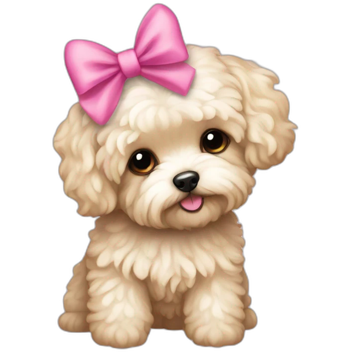 Maltipoo, with pink bow emoji