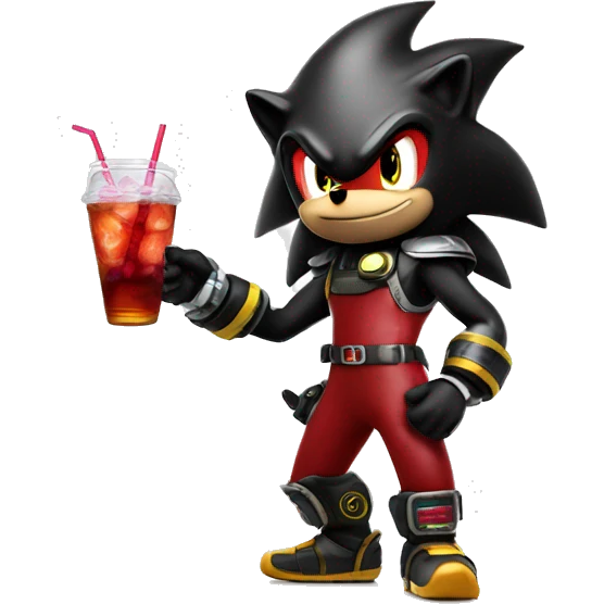 shadow the hedgehog holding raspberry iced tea emoji