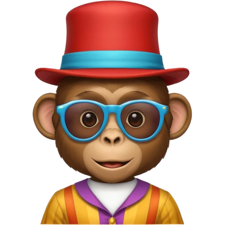 a sunglasses monkey with circus hat and shirt emoji