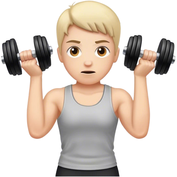 holding dumbbells and shrugging shoulders up emoji