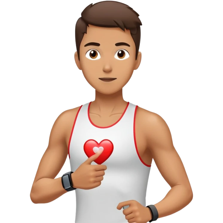 Runner with heart rate monitor and oxygen measurement indicator, VO2 max fitness test emoji