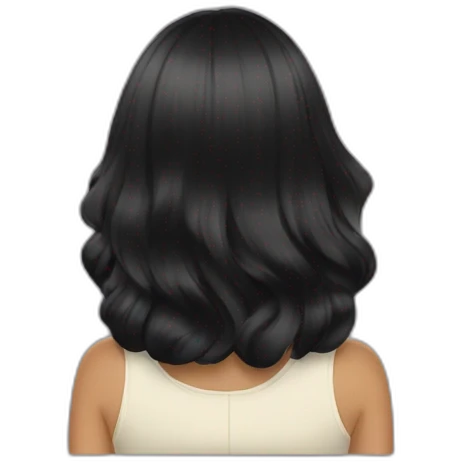 back view of a blac-hair girl reading emoji