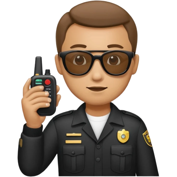 school security, sun glasses, holding walkie-talkie emoji