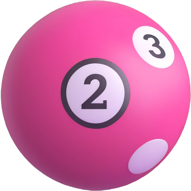 pink billiard ball with the number 23 emoji