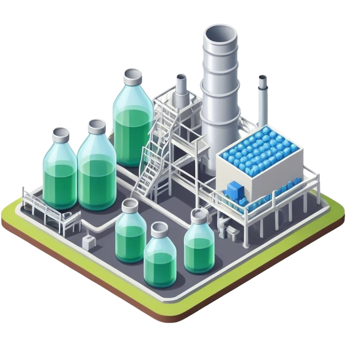 Isometric plastic bottles factory  emoji