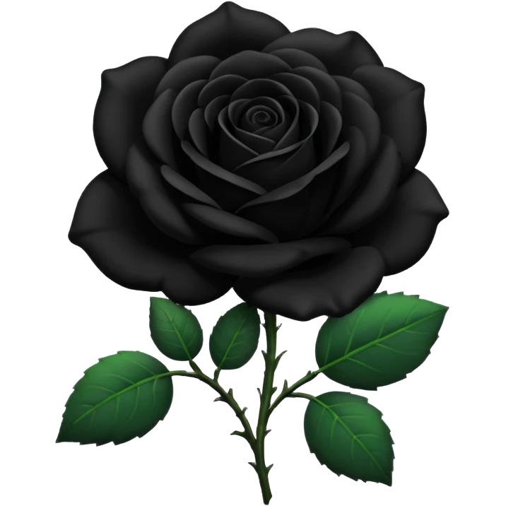 Rosa negra con hojas verdes emoji