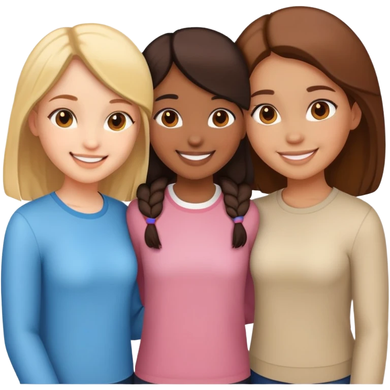 three girls standing in a group emoji