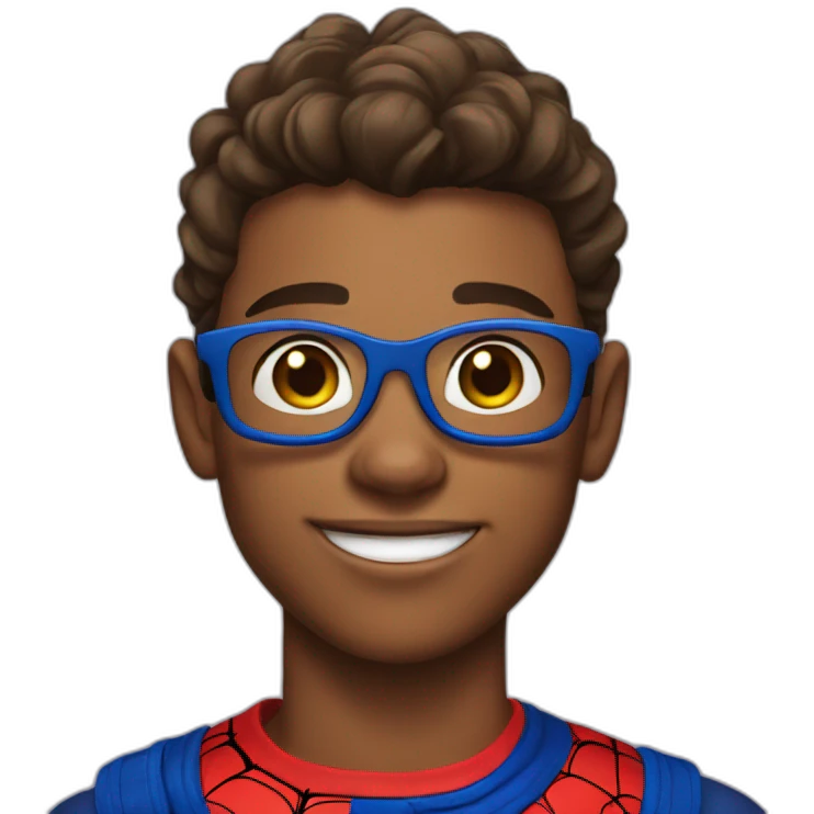 A handsome teen boy in a spiderman suit emoji