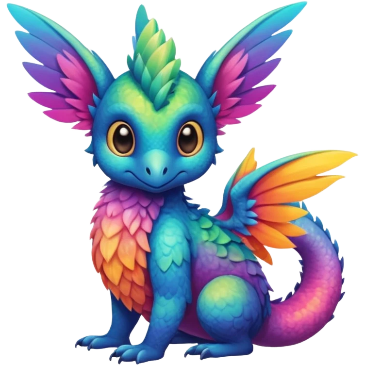 P moe cute randomly colored tropical gradients-colored fuzzy realistic Randomly-faerie-drake exotic Fakémon-creature emoji