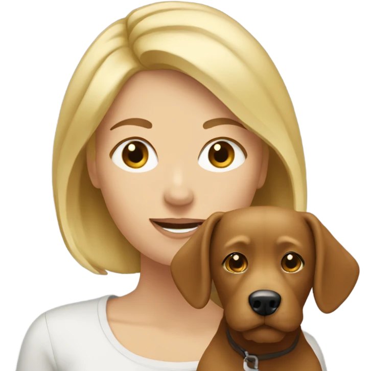 blonde woman with brown doodle dog emoji