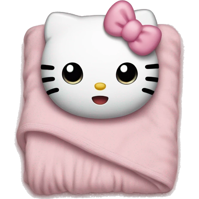hello kitty in light pink blanket emoji