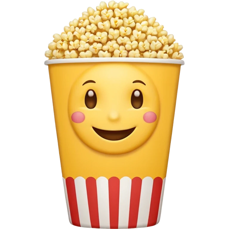 Smiling Emoji 😋 with 👀 for eyes with popcorn 🍿in front  emoji