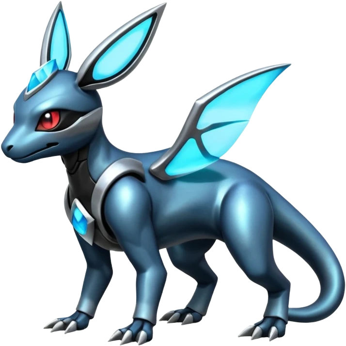 Shiny Futuristic Dusknoir-Salandit-Glaceon-Fakémon-hybrid-creature (full body)  emoji