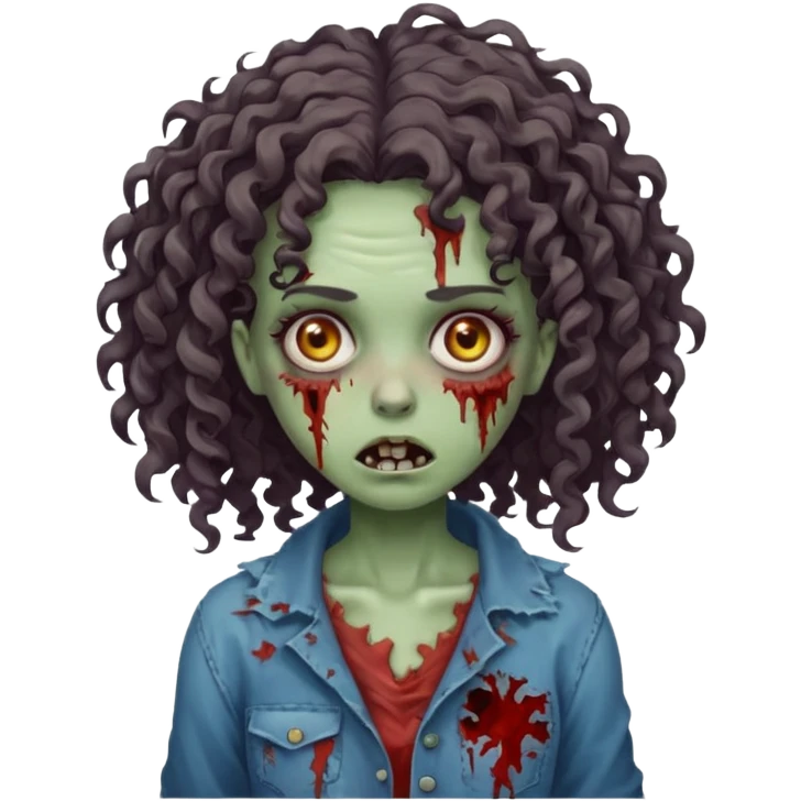 zombie girl with curly hair  emoji