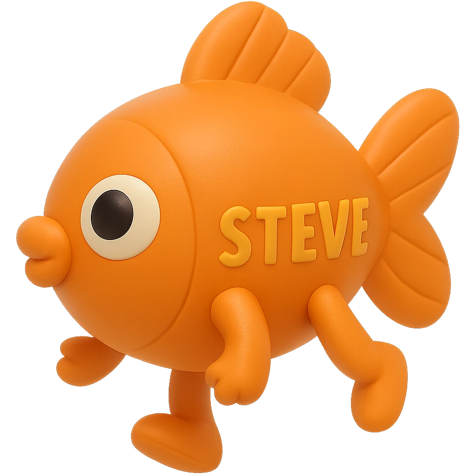 Make the balloon fish orange, add arms and legs, keep the style playful and floating, with no background. emoji