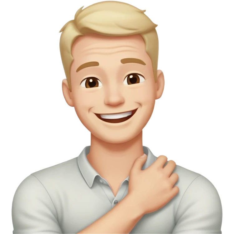 arms crossed holding neck laughing guy emoji