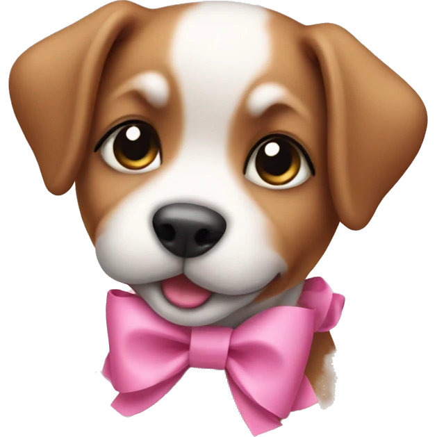 Cute puppy with pink bow emoji