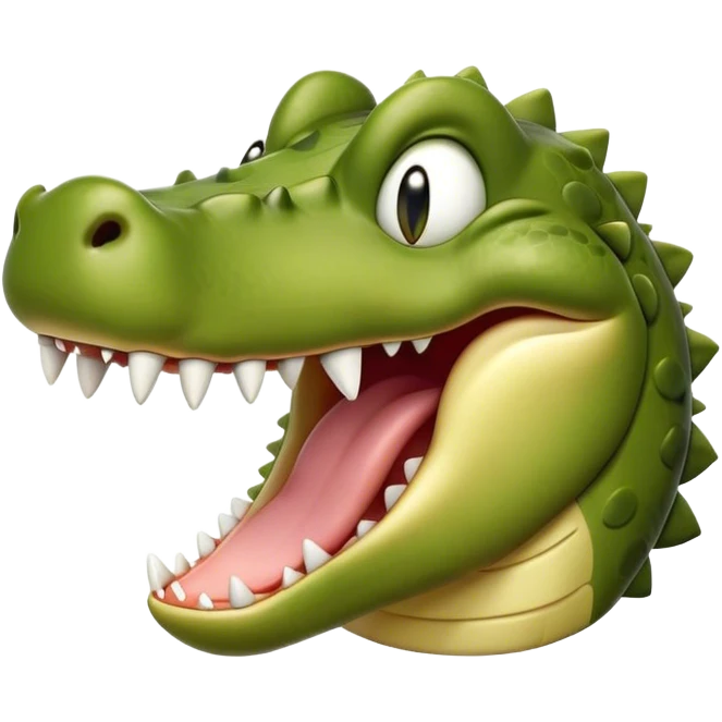 Cinematic Realistic Cute Yawning Crocodile Portrait Emoji, Head tilted slightly with a dramatic, wide-open yawn, showcasing a soft, textured olive-green hide with gently drooping jaws and half-closed, drowsy eyes rendered in exquisite natural detail, high shine, relaxed yet expressive, styled with a dash of primal charm, soft glowing outline, capturing the essence of a sleepy yet affectionate crocodile that appears ready to stretch out and drift into a deep, ancient slumber! emoji