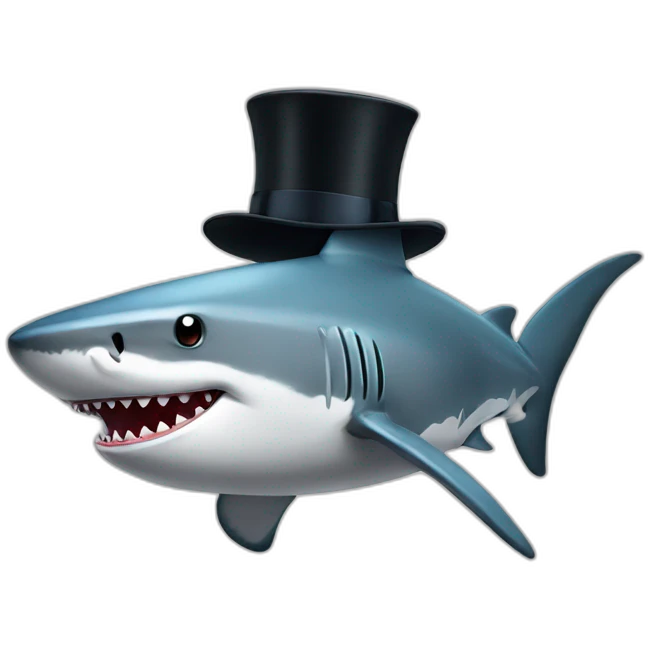 Shark with a top hat emoji