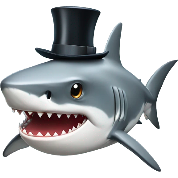 Shark with a top hat emoji