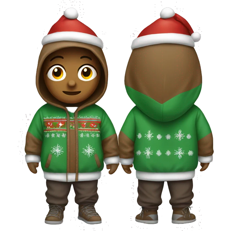 brown puddles wearing christmas hoodie emoji