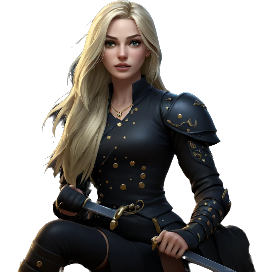 blonde girl with sword jewelry emoji