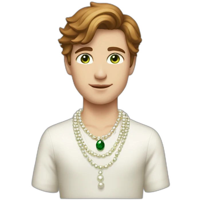 Posh-boy-with-pearl-necklace-and-green-eyes-and-brown-hair emoji