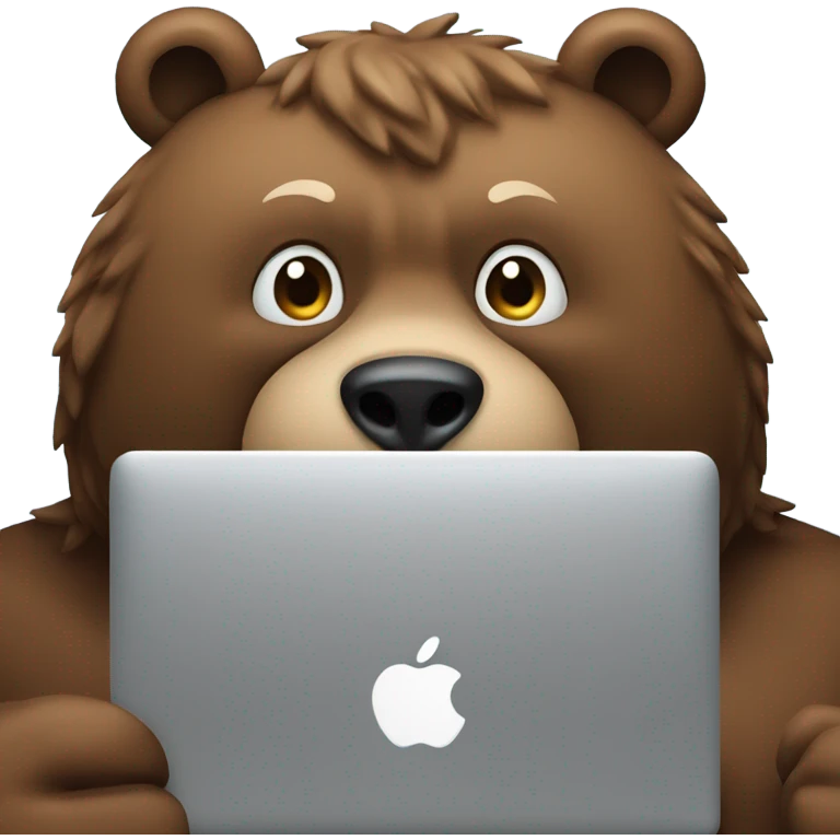 muscle bear with macbook emoji