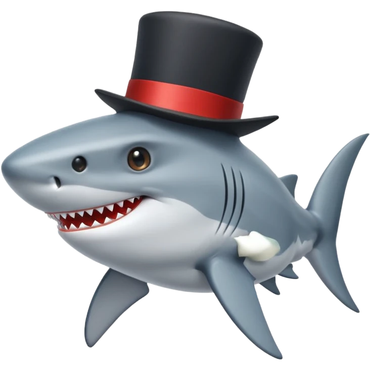 Shark with a top hat emoji