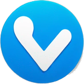 Blue badge with white tick emoji