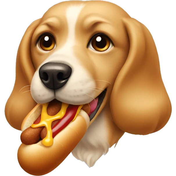 a dog eating a hot dog emoji