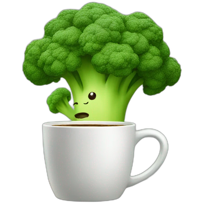 Brocoli drinking cofee  emoji