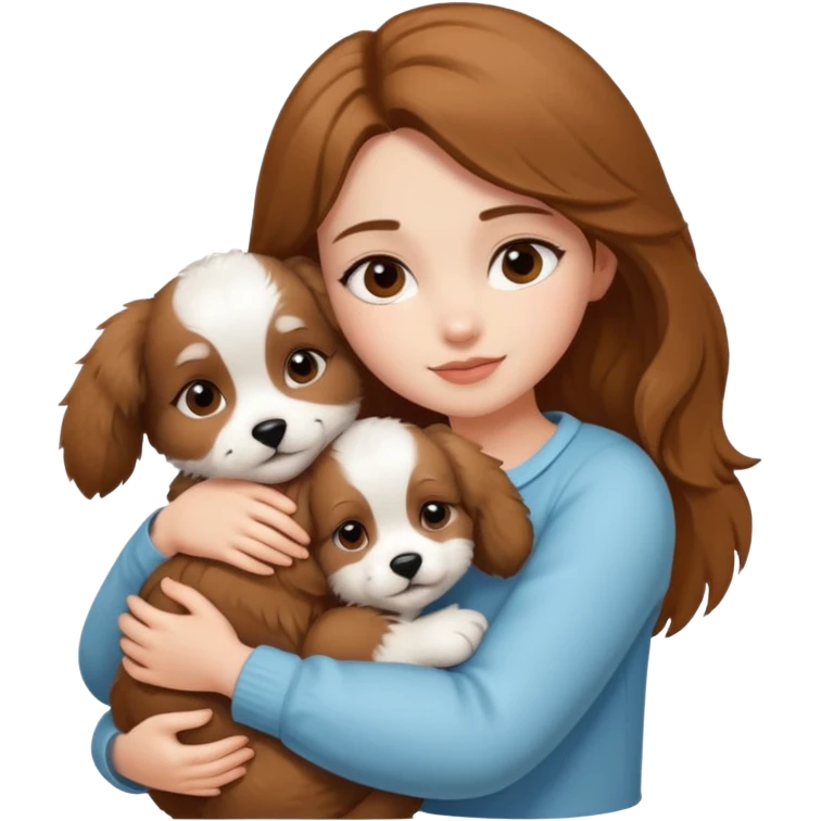 girl hugging puppy emoji