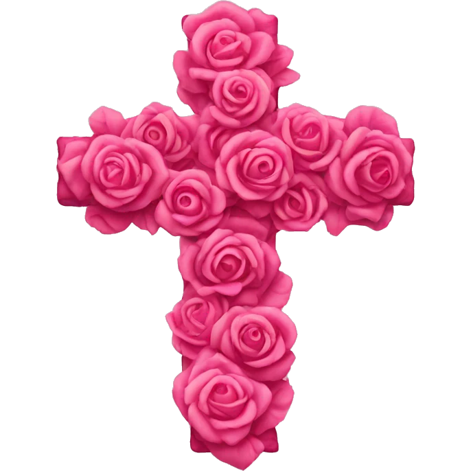 Pink cross made of roses emoji