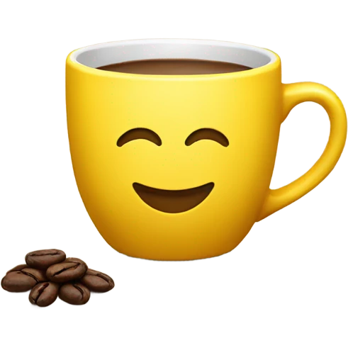 Yellow mug with coffee emoji