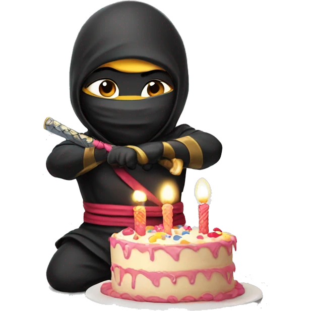 baby ninja with birthday cake  emoji