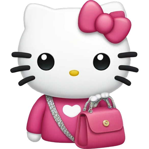 Hello kitty wearing a purse emoji