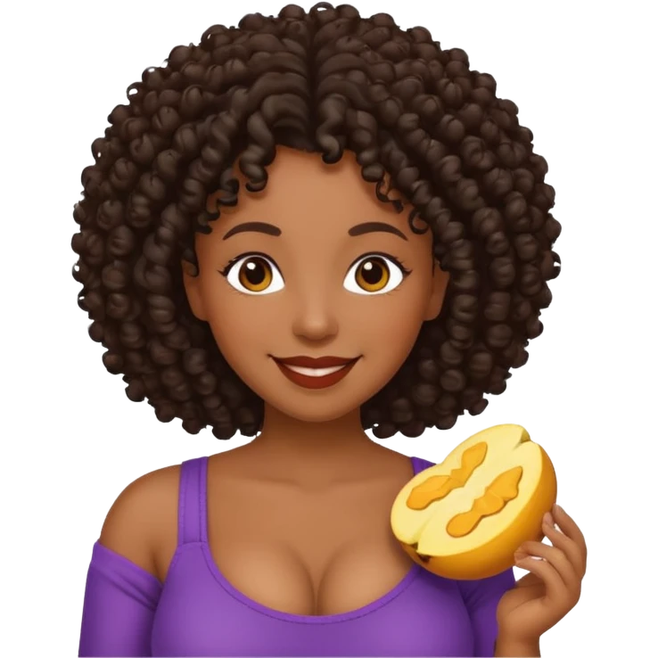 black woman bigger breast emoji curly hair darker. make her a little older emoji