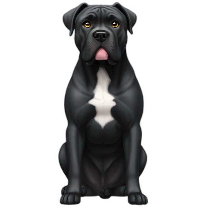 Black Cane Corso with a white spot emoji
