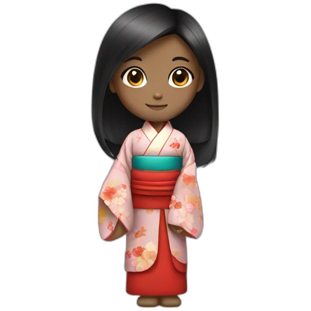 black background chinese girl with kimono long hair emoji