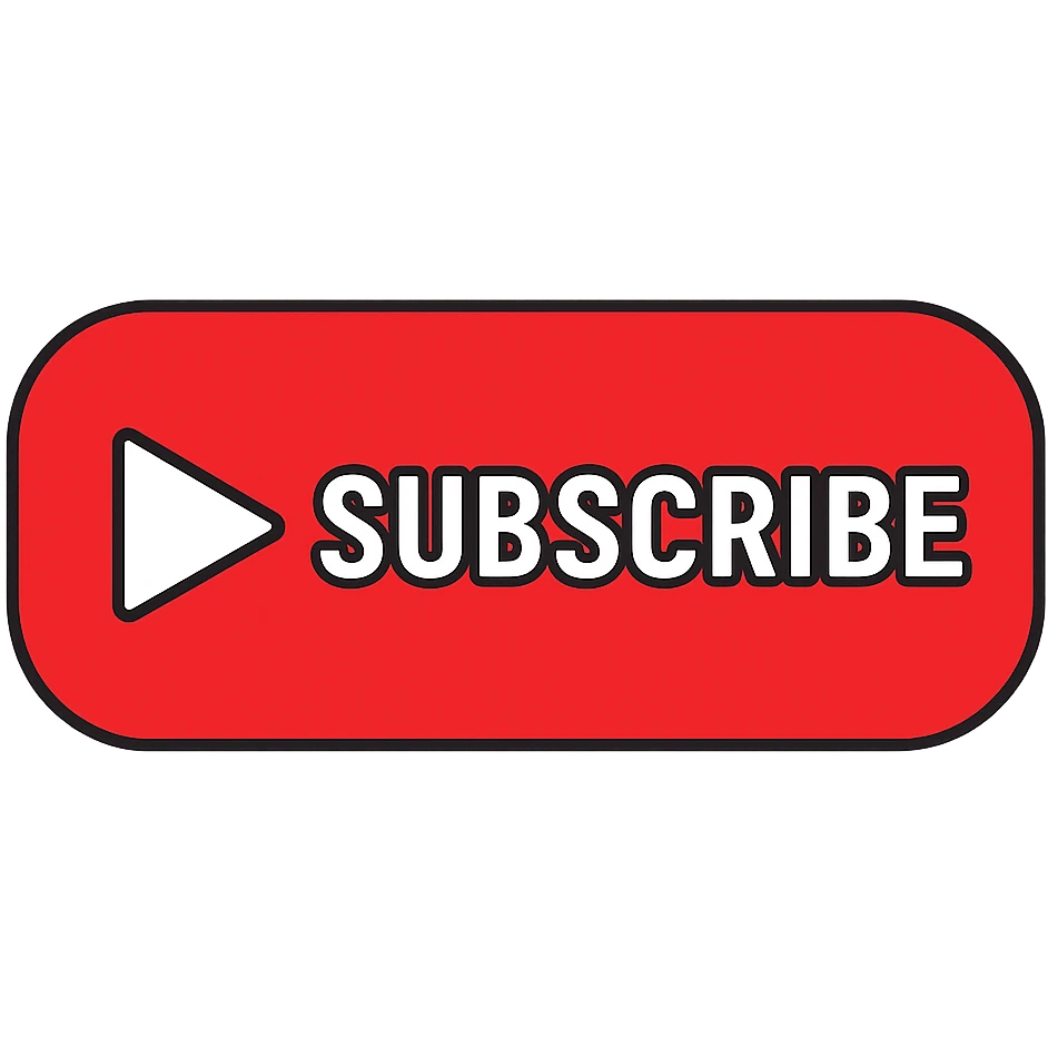 Make the button a vivid YouTube red, keep the white play icon and 'Subscribe' label, minimalist, flat, no gradients, with no background. emoji