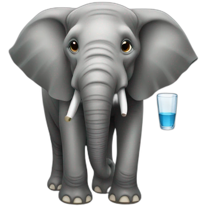 elephant with a glass in its trunk emoji