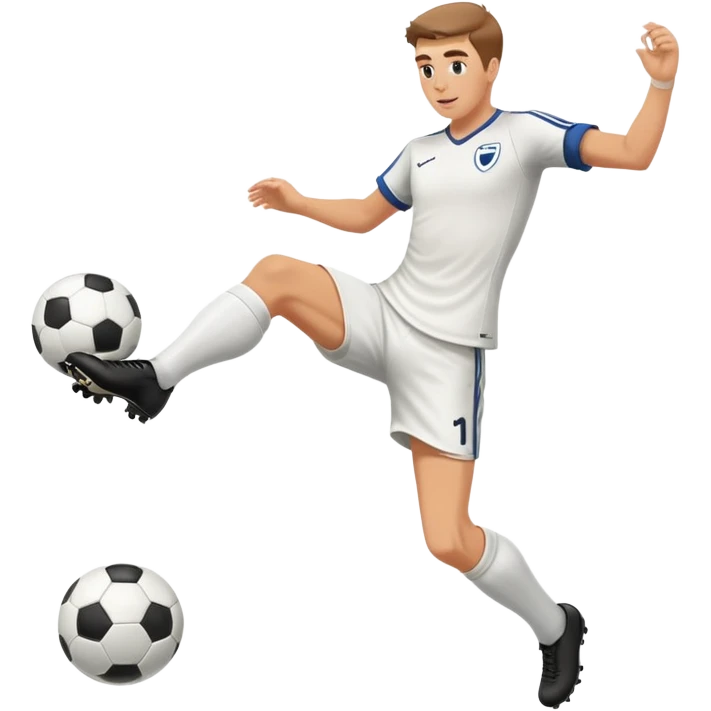 white man Soccer player kicking a ball white emoji