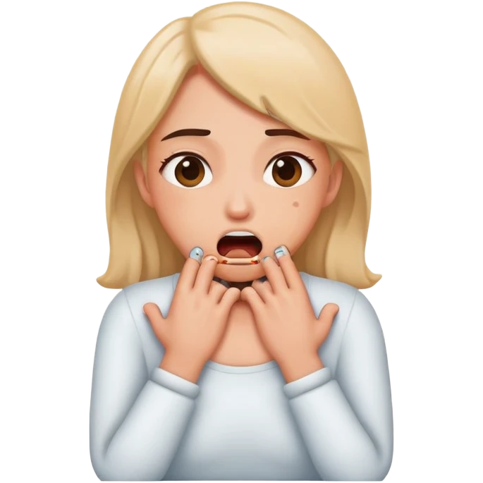 Woman choking herself in a playful way emoji