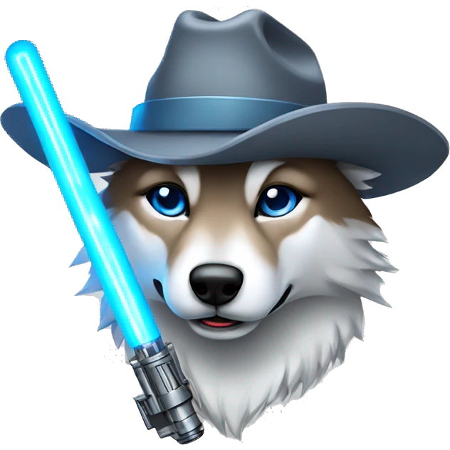 Wolf with cowboy hat Gray Lightsaber Blue eyes  emoji
