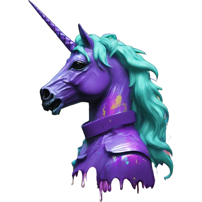 .Zombie_ Vaporwave black holographic oilslick zombie unicorn yellow caution tape graffiti Pegasus  emoji