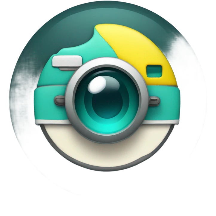 "Design a signature-style emoji logo for 'Snappyoo,' featuring a stylized camera with a smiley face integrated into the lens. The logo should have a handwritten, modern font for 'Snappyoo,' seamlessly blending with the camera design. Use a vibrant and playful color palette, such as teal, pastel yellow, and white, to evoke youthfulness and creativity. The design should feel minimalistic, trendy, and suitable for social media branding." emoji