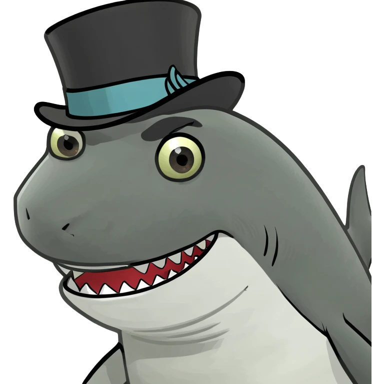 Shark with a top hat emoji