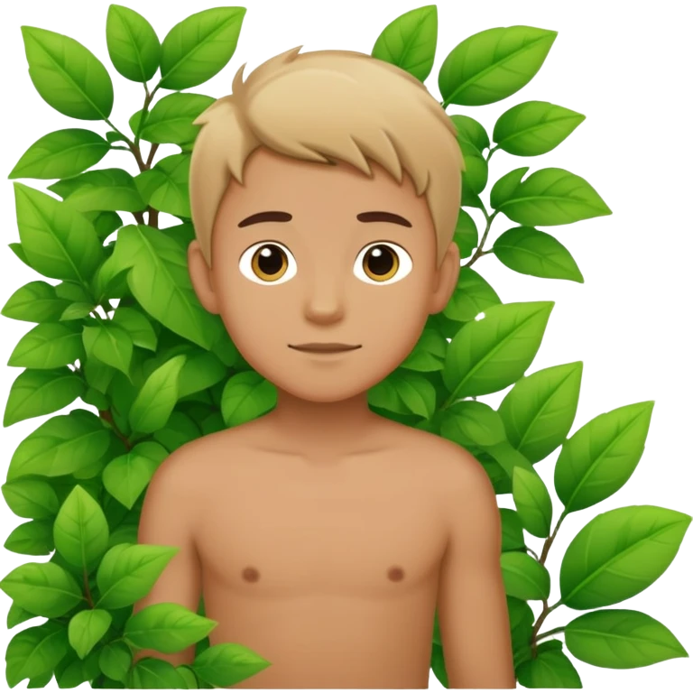 boy standing next to bush emoji