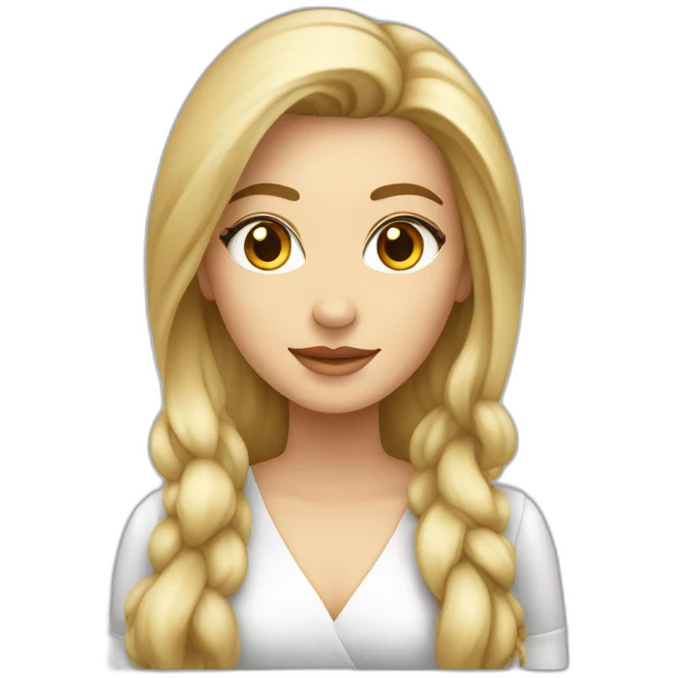 Mujer elegante, blanca, pelo largo rubio oscuro, ojos pardos,  con premio en la mano emoji